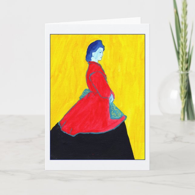 Blue Woman Greeting Card (Front)