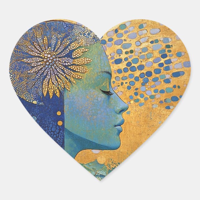  Blue Woman Heart Sticker (Front)