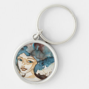 Blue Woman Keychain