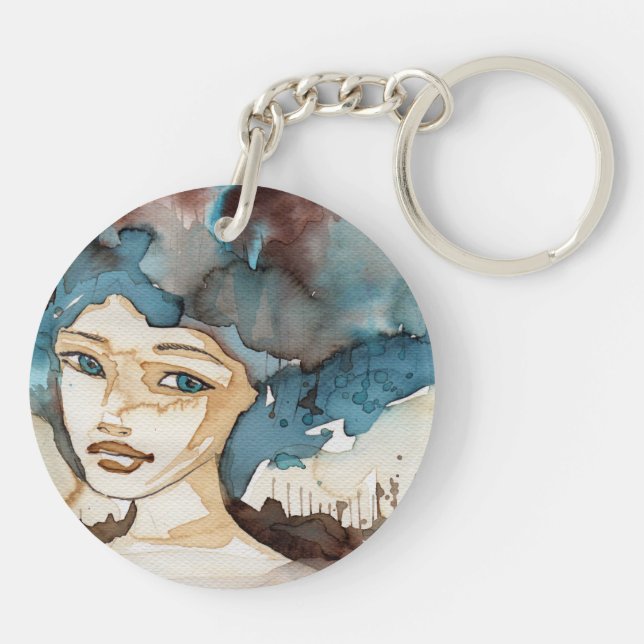Blue Woman Keychain (Back)