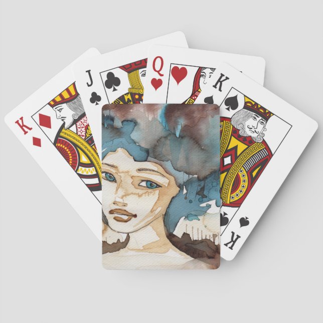 Blue Woman Playing Cards (Back)