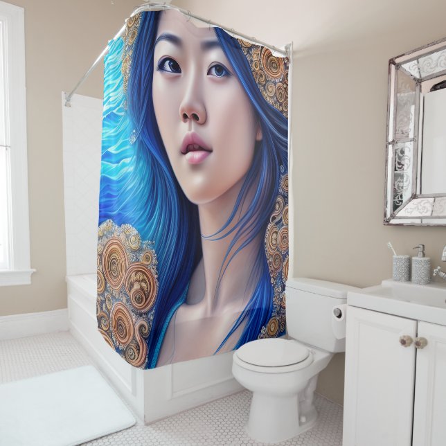 Blue Woman Portrait Abstract Fantasy Art (In Situ)