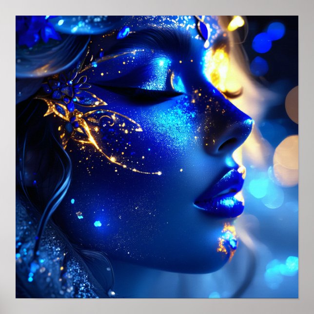 Blue Woman’s Face Poster (Front)