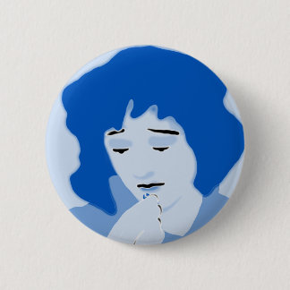 Blue woman swallowing mifepristone 2 inch round button