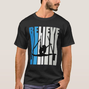 Blue Womens Believe Air Dancer Motivational Retro T-Shirt