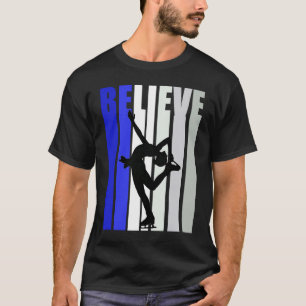 Blue Womens Believe Ice Skating Inspirational Squa T-Shirt