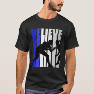 Blue Womens Believe Wrestling Inspirational Squad T-Shirt
