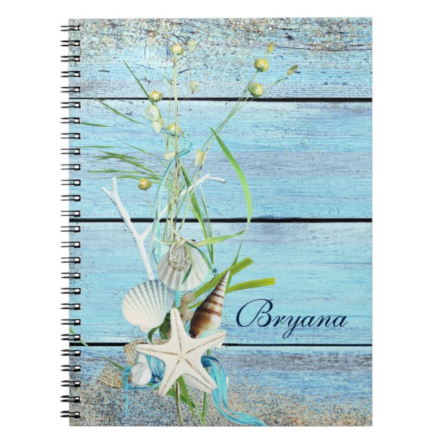 Blue Wood Beach Tropical Notebook Journal (Front)