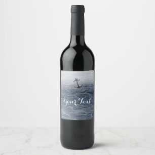 Blue Wood Elegant Nautical Beach Sea Wine Labels