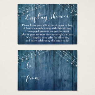 Blue Wood & Lights No Wrap Bridal Shower Card