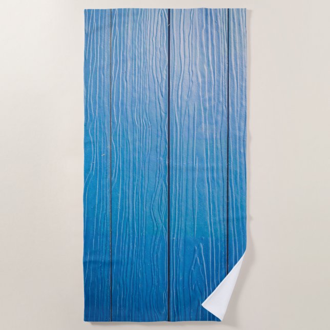 Blue Wood Texture Beach Towel (Front)