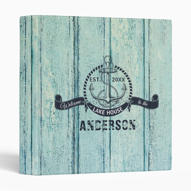 Blue Wood Welcome to the Lake House Binder (Front/Spine)