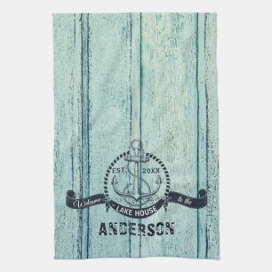 Blue Wood Welcome to the Lake House Kitchen Towel