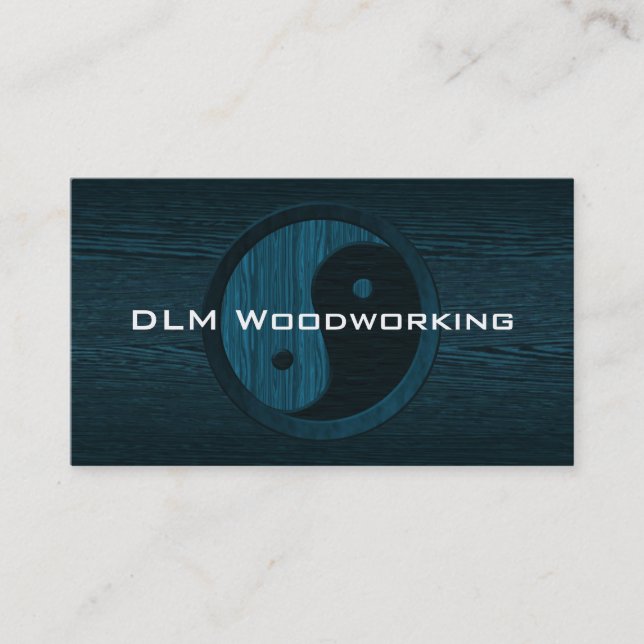 Blue Wood Yin Yang Contractor Business Card (Front)