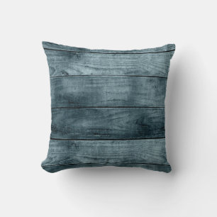 Blue Wooden Cabin Dark Shadows Rustic Carpentry Throw Pillow