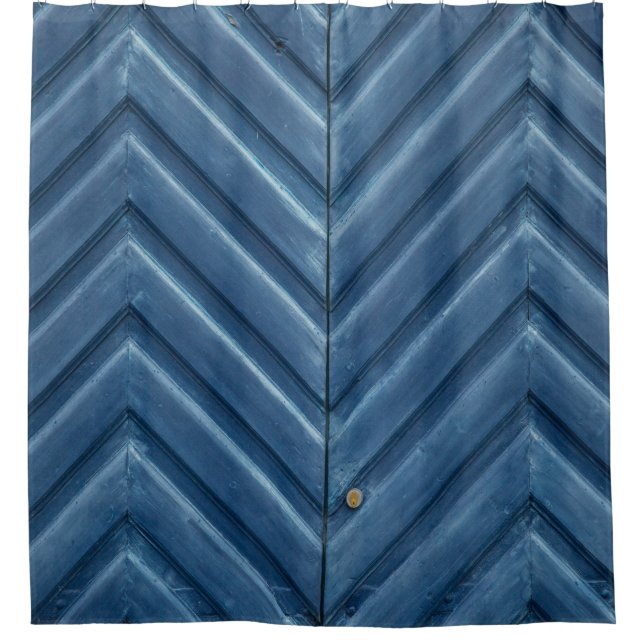 Blue wooden chevron wall (Front)