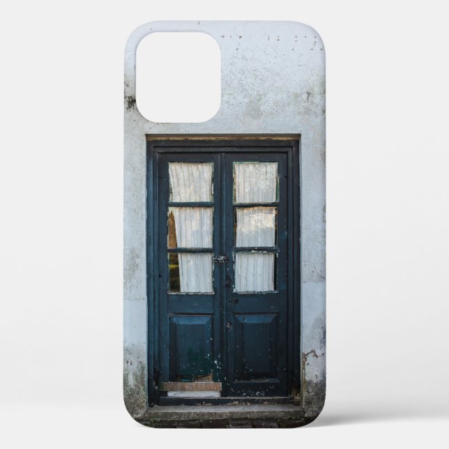 BLUE WOODEN DOOR PANEL IN WHITE BUILDING Case-Mate iPhone CASE (Back)