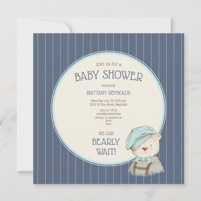 Blue Woodland Boy Baby Shower Invitation (Front)