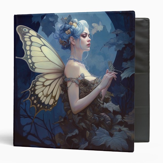 Blue Woodland Fairy Fantasy Art Binder (Front/Inside)