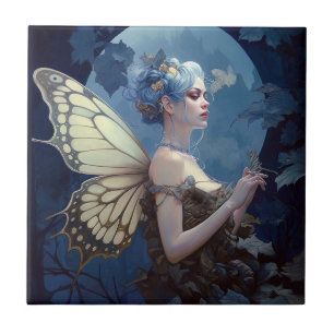Blue Woodland Fairy Fantasy Art Tile