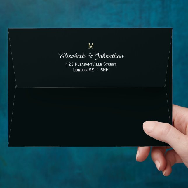 Blue Woodland Forest, Rustic Wedding Envelope (Hand)