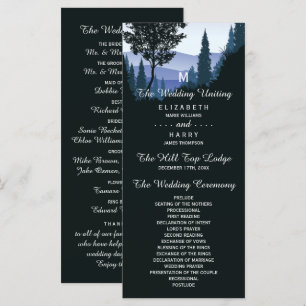 Blue Woodland Forest, Rustic Wedding Program