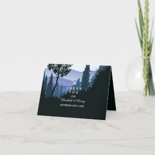 Blue Woodland Forest, Rustic Wedding Thank You Card