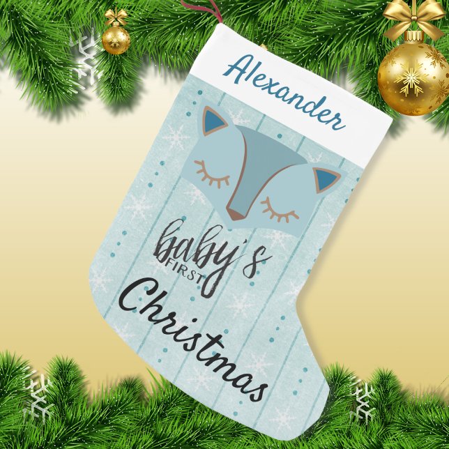 Blue Woodland Fox First Christmas Stocking (Creator Uploaded)