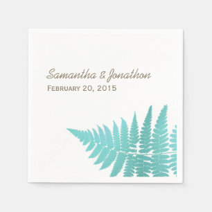 Blue Woodland Wedding Fern Napkins