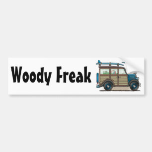 Blue Woody Wagon Woody Freak Bumper Sticker
