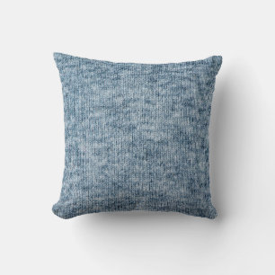 Blue Wool Texture, Knitting Closeup. Throw Pillow