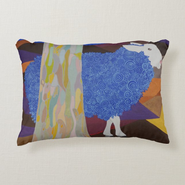 Blue Woold Sheep Accent Pillow (Front)