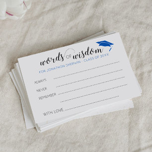 Blue Words of Wisdom Advice for Graduate Card
