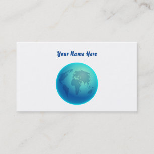 Blue World Globe, Your Name Here Business Card