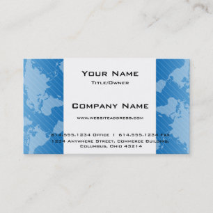 Blue World Map D3 Modern Business Card