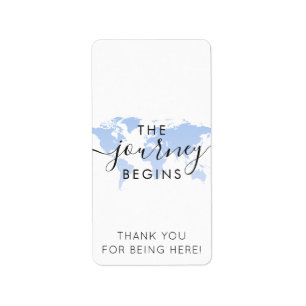 Blue World Map Journey Begins Mini Candy Bar Wrap Label