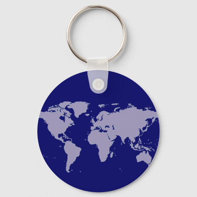 blue world map keychain (Front)