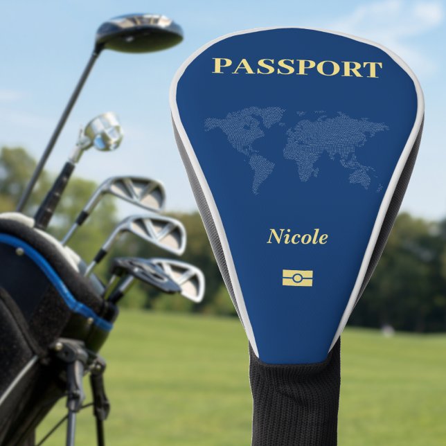 Blue World Map Passport Golf Head Cover (Blue World Map Passport Golf Head Cover)