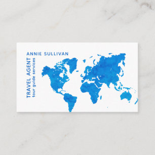 Blue World Map travel agent  Business Card