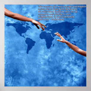 Blue world map with text by Dalai lama Poster