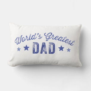 Blue World's Greatest Dad Father's Day Lumbar Pillow