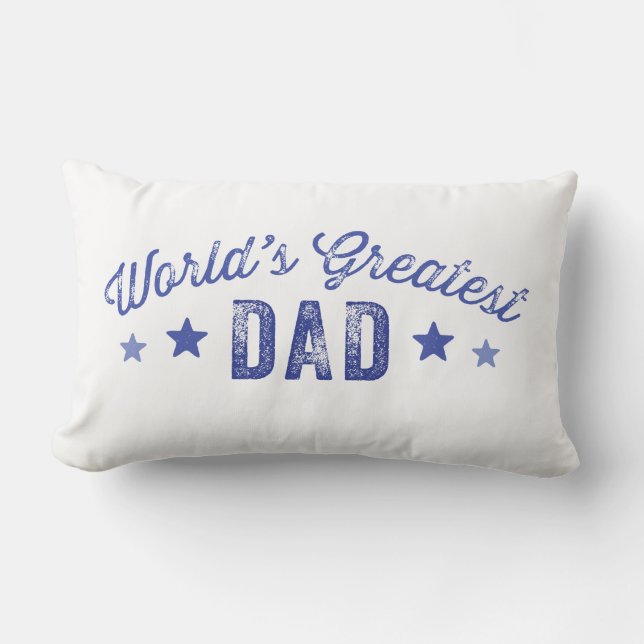 Blue World's Greatest Dad Father's Day Lumbar Pillow (Front)