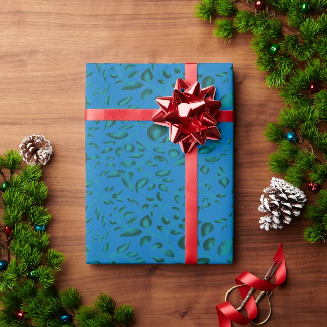 Blue wrapping paper featuring a geometric pattern  (Holiday Gift)