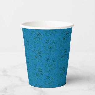 Blue wrapping paper featuring a geometric pattern  paper cups