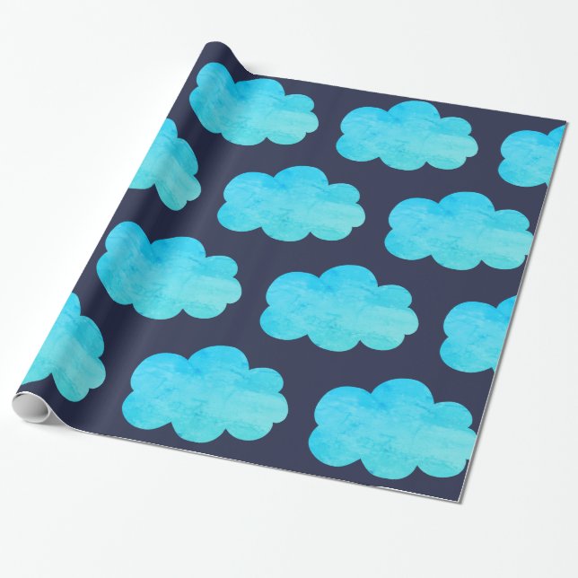 Blue wrapping paper with clouds (Unrolled)