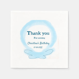 Blue wreath floral watercolor thank you for coming napkin