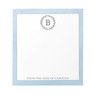 Blue Wreath Monogram Notepad