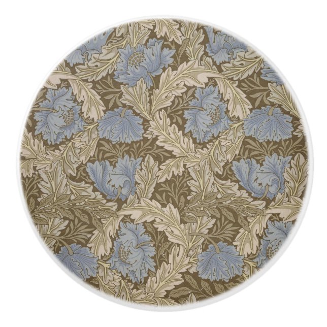 Blue Wreath Pattern (by William Morris) Ceramic Knob (Front)