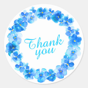 Blue wreath thank you watercolor art stickers