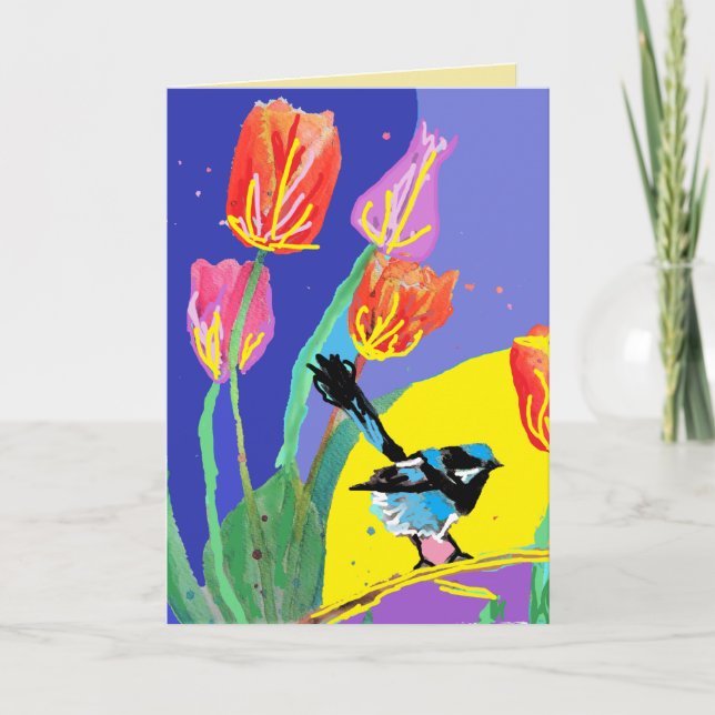 Blue Wren Australian wrens Birds Birthday Card (Front)